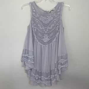 Altar’d State Crochet Sleeveless Lace Purple Top